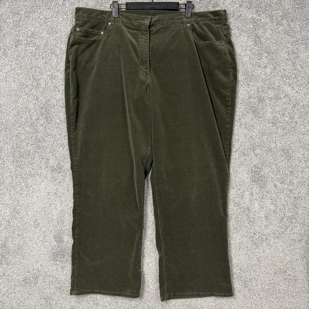 Vintage 90s Fashion Bug Corduroy Pants Womens 22W Plus Green Stretch Crop Capri